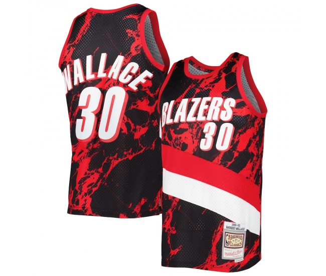 Portland Trail Blazers Rasheed Wallace Men's Mitchell & Ness Black 1999-00 Hardwood Classics Marble Swingman Jersey