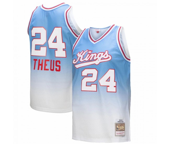 Sacramento Kings Reggie Theus Men's Mitchell & Ness White/Light Blue 1985/86 Hardwood Classics Fadeaway Swingman Player Jersey