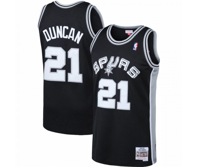 San Antonio Spurs Tim Duncan Men's Mitchell & Ness Black Big & Tall Hardwood Classics Jersey