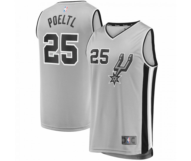 San Antonio Spurs Jakob Poeltl Men's Fanatics Branded Silver Fast Break Replica Player Jersey - Statement Edition