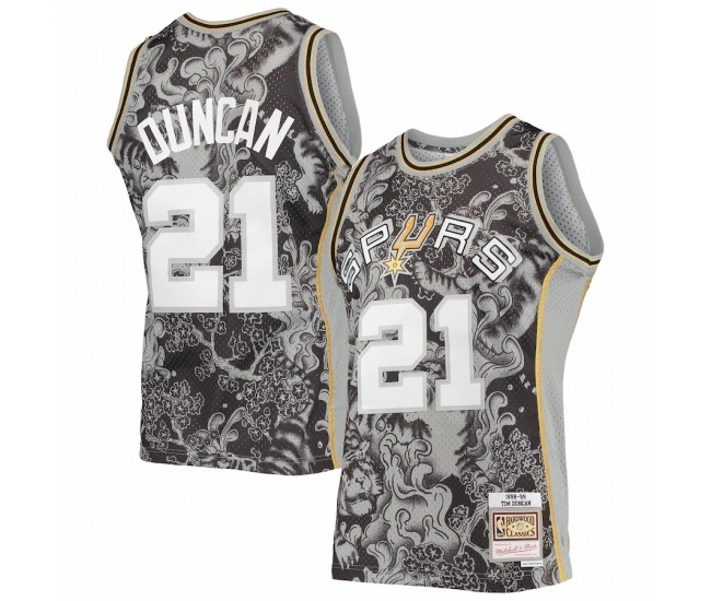 San Antonio Spurs Tim Duncan Men's Mitchell & Ness Black Hardwood Classics 1998-99 Lunar New Year Swingman Jersey