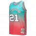 San Antonio Spurs Tim Duncan Men's Mitchell & Ness Pink/Teal 1998/99 Hardwood Classics Fadeaway Swingman Player Jersey