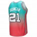 San Antonio Spurs Tim Duncan Men's Mitchell & Ness Pink/Teal 1998/99 Hardwood Classics Fadeaway Swingman Player Jersey