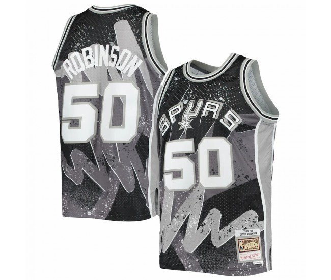 San Antonio Spurs David Robinson Men's Mitchell & Ness Black Hardwood Classics 1998-99 Hyper Hoops Swingman Jersey