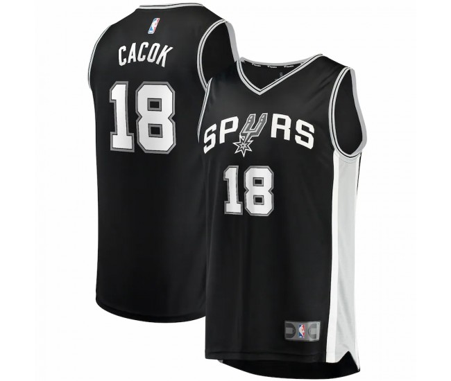 San Antonio Spurs Devontae Cacok Men's Fanatics Branded Black 2021/22 Fast Break Replica Jersey - Icon Edition