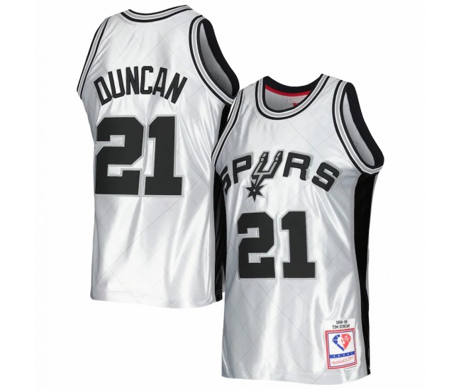 San Antonio Spurs Tim Duncan Men's Mitchell & Ness Platinum 1998-99 Hardwood Classics 75th Anniversary Swingman Jersey