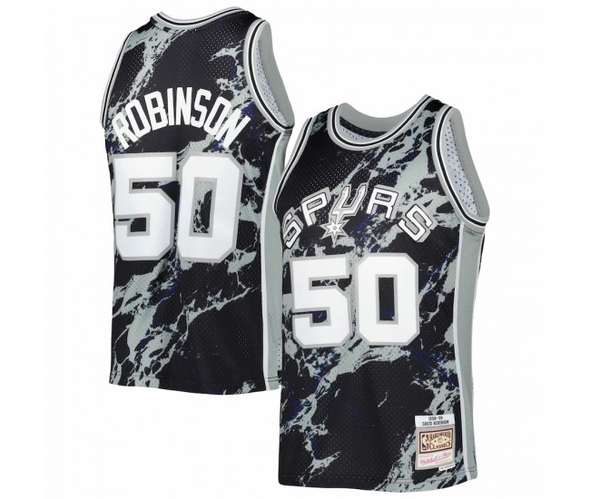 San Antonio Spurs David Robinson Men's Mitchell & Ness Black 1998-99 Hardwood Classics Marble Swingman Jersey