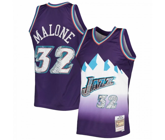 Utah Jazz Karl Malone Men's Mitchell & Ness Purple 1996-97 Hardwood Classics NBA 75th Anniversary Diamond Swingman Jersey