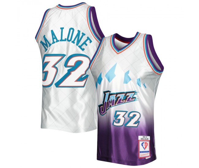 Utah Jazz Karl Malone Men's Mitchell & Ness Platinum 1996-97 Hardwood Classics 75th Anniversary Swingman Jersey