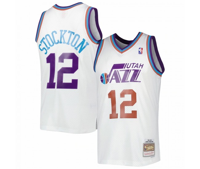 Utah Jazz John Stockton Men's Mitchell & Ness White 1991-92 Hardwood Classics Reload 3.0 Swingman Jersey