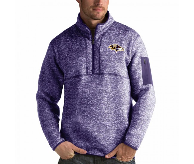 Baltimore Ravens Men's Antigua Heather Purple Fortune Quarter-Zip Pullover Jacket