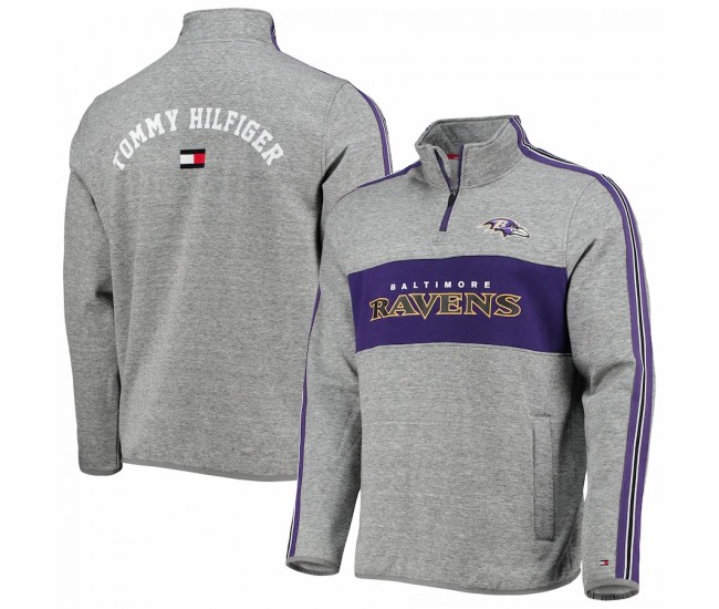 Baltimore Ravens Men's Tommy Hilfiger Heathered Gray Mario Quarter-Zip Jacket