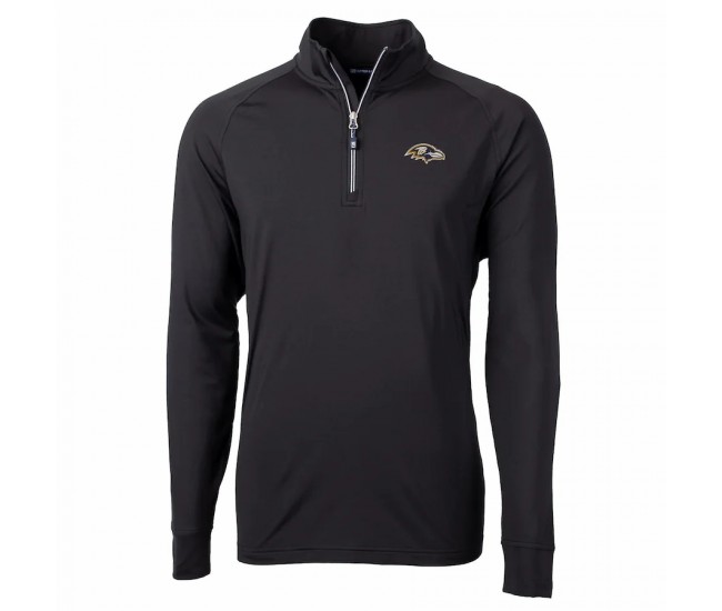 Baltimore Ravens Men's Cutter & Buck Black Adapt Eco Knit Quarter-Zip Pullover Jacket