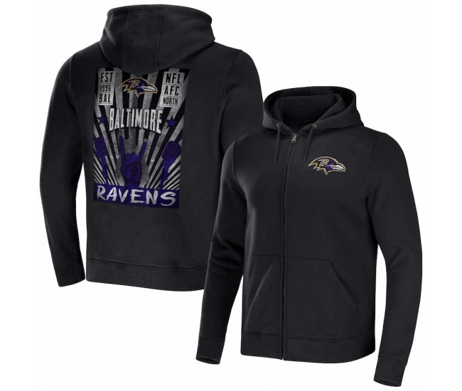 Baltimore Ravens Men's NFL x Darius Rucker Collection by Fanatics Black Rocker Full-Zip Hoodie