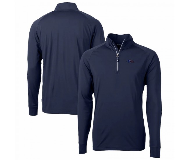 Baltimore Ravens Men's Cutter & Buck Navy Team Adapt Eco Knit Hybrid Recycled Quarter-Zip Pullover Top