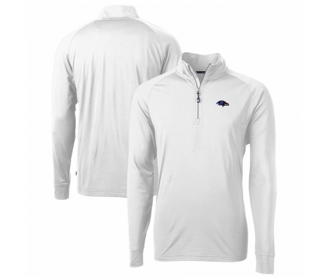 Baltimore Ravens Men's Cutter & Buck White Team Adapt Eco Knit Hybrid Recycled Quarter-Zip Pullover Top