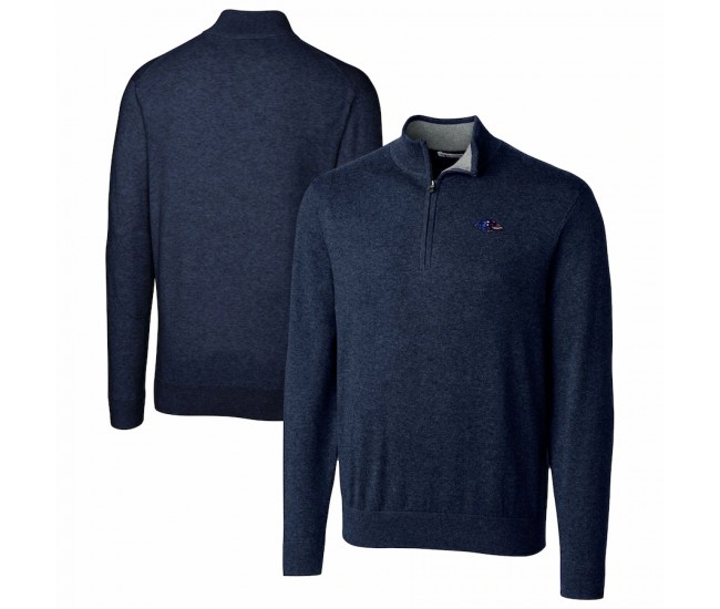 Baltimore Ravens Men's Cutter & Buck Navy Lakemont Quarter-Zip Pullover Sweater