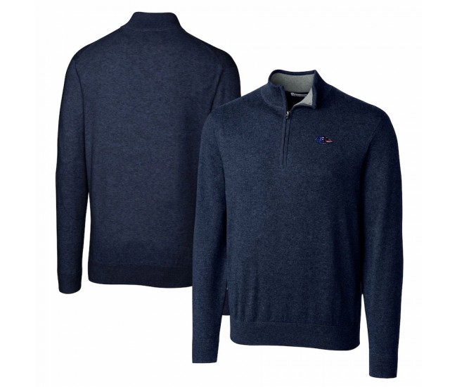 Baltimore Ravens Men's Cutter & Buck Navy Big & Tall Lakemont Quarter-Zip Pullover Sweater