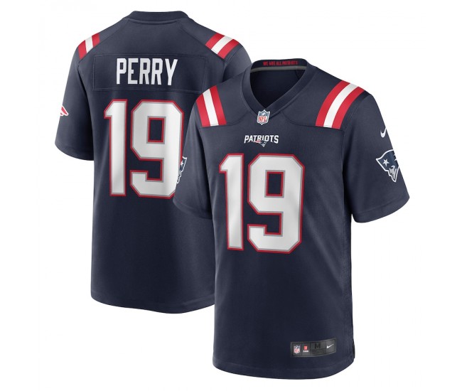 New England Patriots Malcolm Perry Men's Nike Navy Game Player Jersey