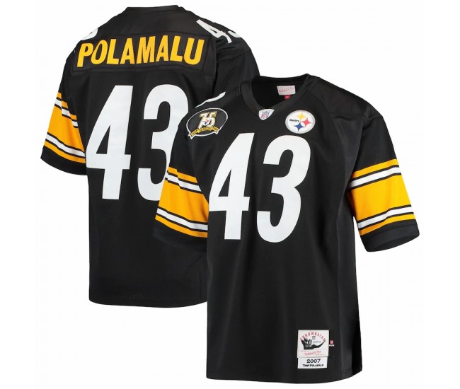 Pittsburgh Steelers Troy Polamalu Men's Mitchell & Ness Black 2007 Authentic Retired Player Jersey