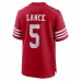 San Francisco 49ers Trey Lance Men's Nike Scarlet Game Player Jersey