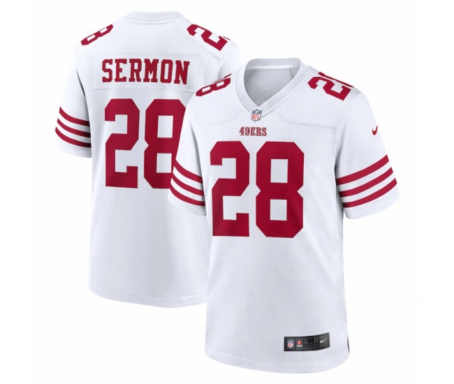 San Francisco 49ers Trey Sermon Men's Nike White Player Game Jersey