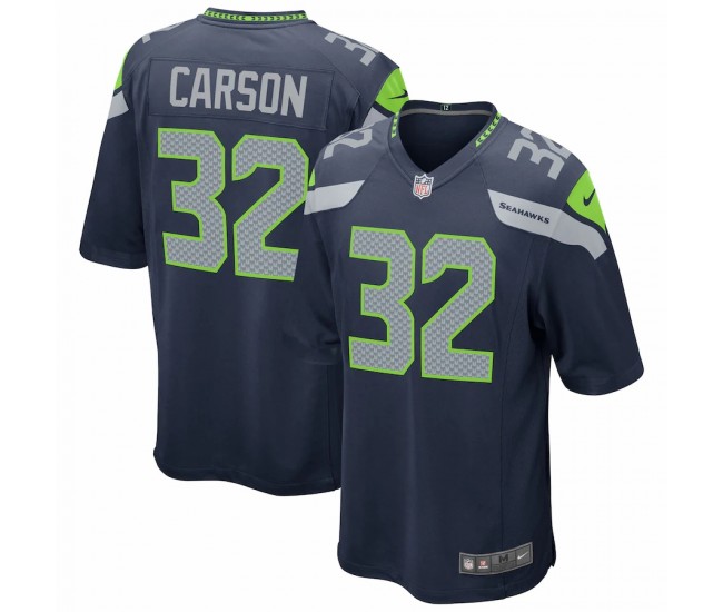 Seattle Seahawks Chris Carson Men's Nike Navy Game Player Jersey