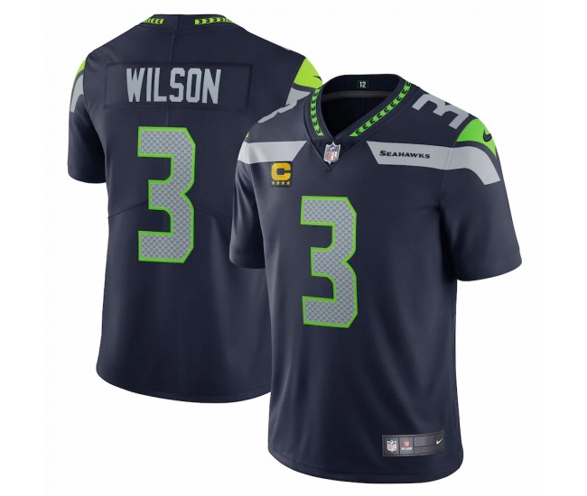 Seattle Seahawks Russell Wilson Men's Nike College Navy Captain Vapor Limited Jersey