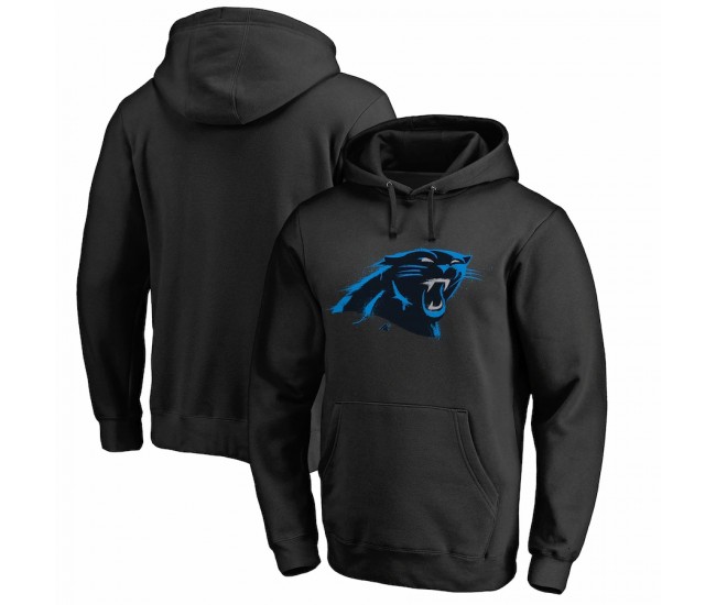 Carolina Panthers Men's NFL Pro Line by Fanatics Branded Black Splatter Logo Pullover Hoodie