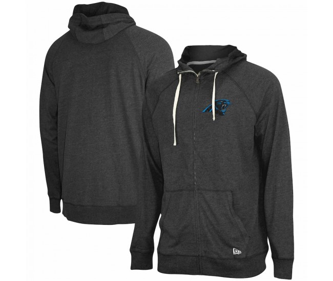 Carolina Panthers Men's New Era Heathered Black In Season Hoodie Full-Zip Jacket