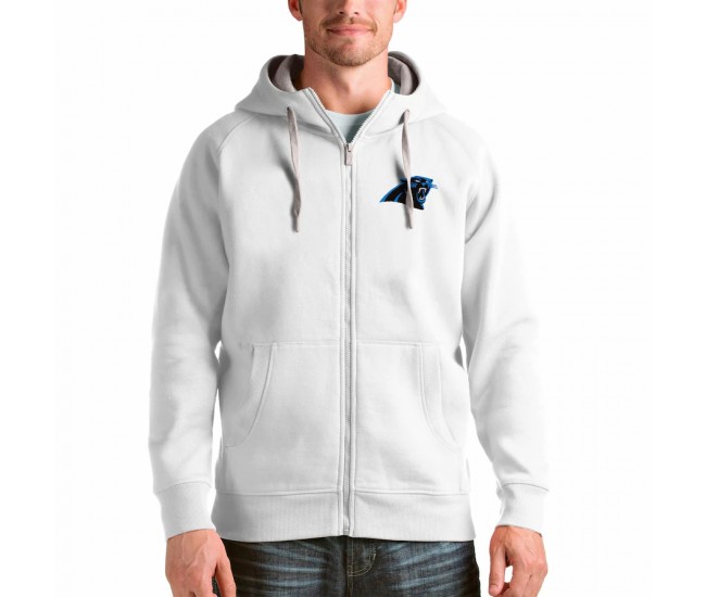 Carolina Panthers Men's Antigua White Victory Full-Zip Hoodie