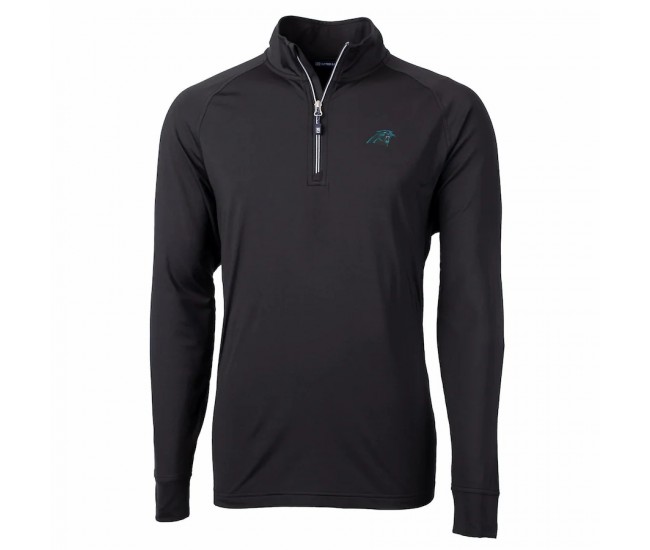 Carolina Panthers Men's Cutter & Buck White Adapt Eco Knit Quarter-Zip Pullover Jacket