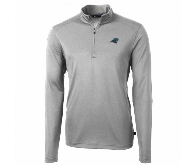 Carolina Panthers Men's Cutter & Buck Gray Virtue Eco Pique Recycled Quarter-Zip Pullover Jacket