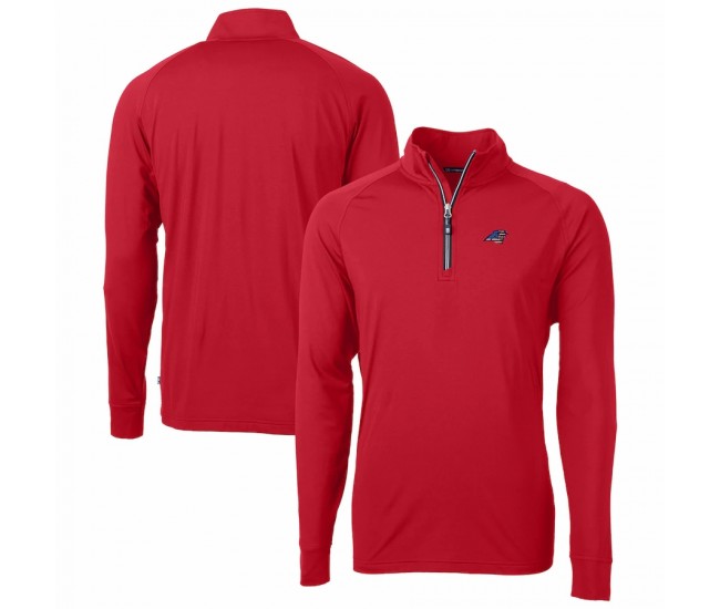 Carolina Panthers Men's Cutter & Buck Red Team Adapt Eco Knit Hybrid Recycled Quarter-Zip Pullover Top