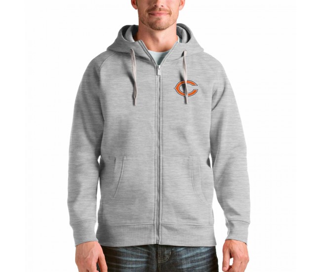 Chicago Bears Men's Antigua Heather Gray Victory Full-Zip Hoodie