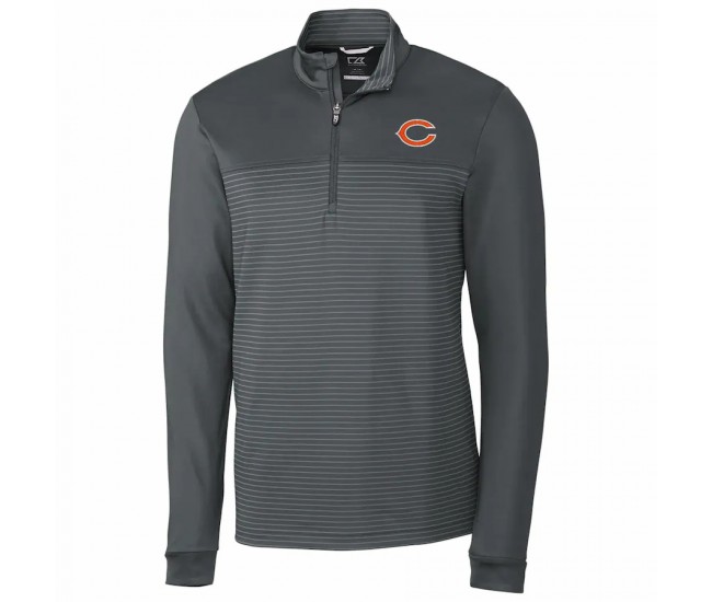 Chicago Bears Men's Cutter & Buck Gray Traverse Stripe Quarter-Zip Pullover Jacket