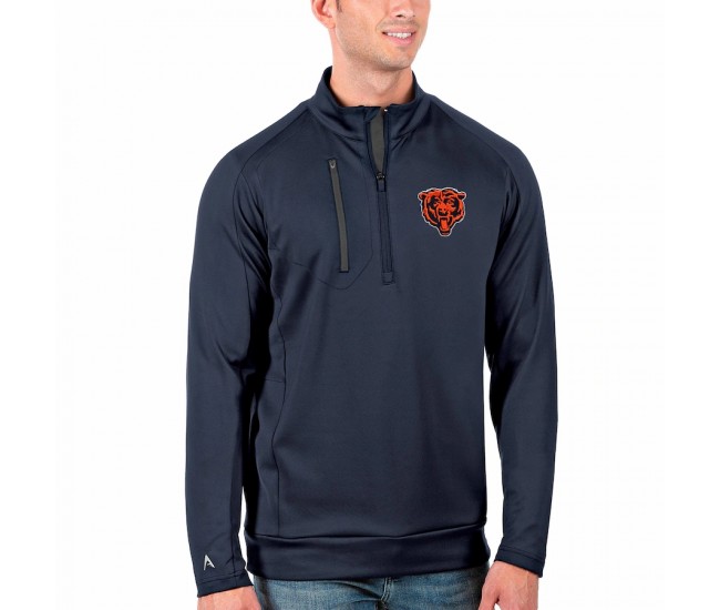 Chicago Bears Men's Antigua Navy/Charcoal Big & Tall Bear Head Generation Quarter-Zip Pullover Jacket