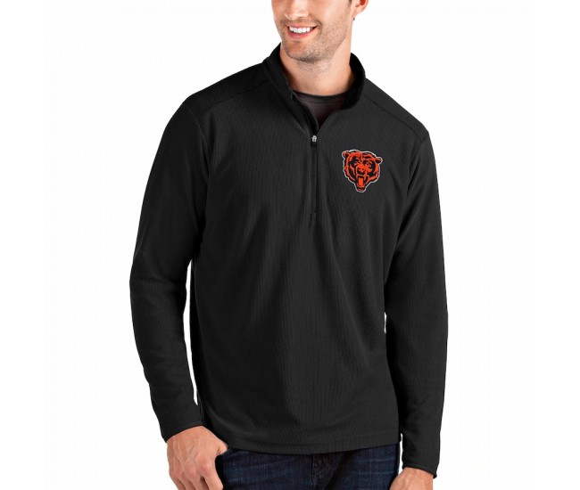 Chicago Bears Men's Antigua Black Mascot Logo Glacier Quarter-Zip Pullover Jacket