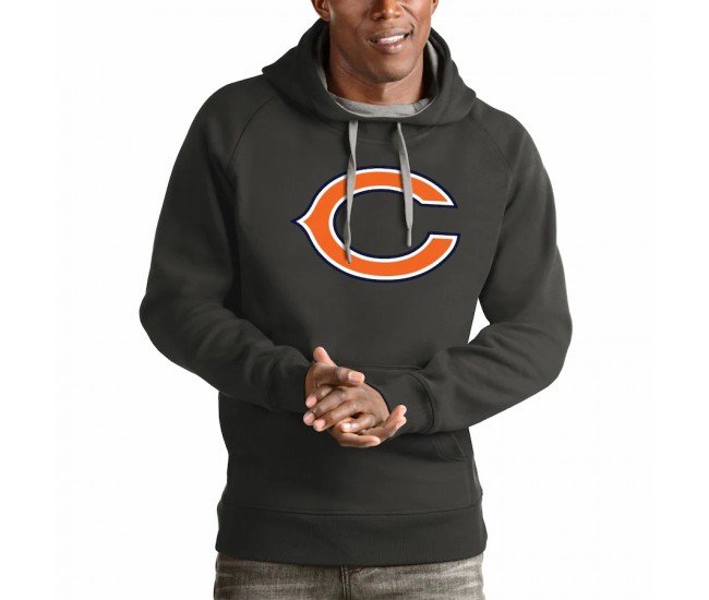 Chicago Bears Men's Antigua Charcoal Victory Pullover Hoodie