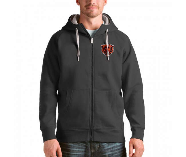 Chicago Bears Men's Antigua Charcoal Victory Full-Zip Hoodie