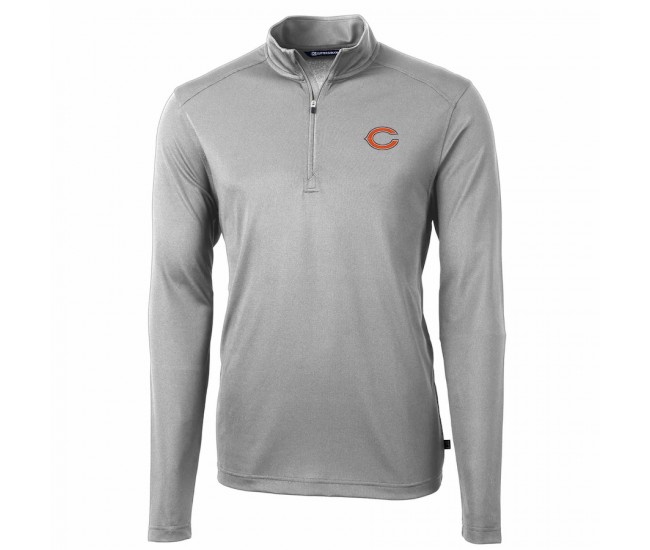 Chicago Bears Men's Cutter & Buck Gray Virtue Eco Pique Recycled Quarter-Zip Pullover Jacket