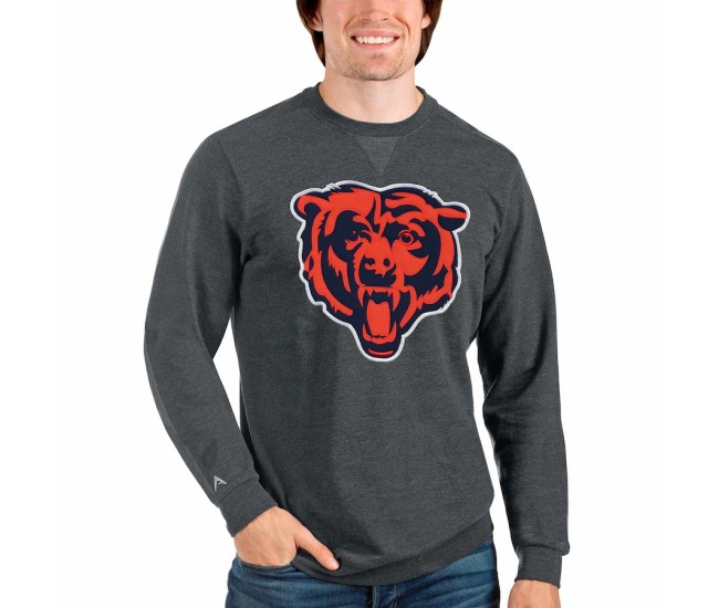 Chicago Bears Men's Antigua Heathered Charcoal Team Reward Crewneck Pullover Sweatshirt