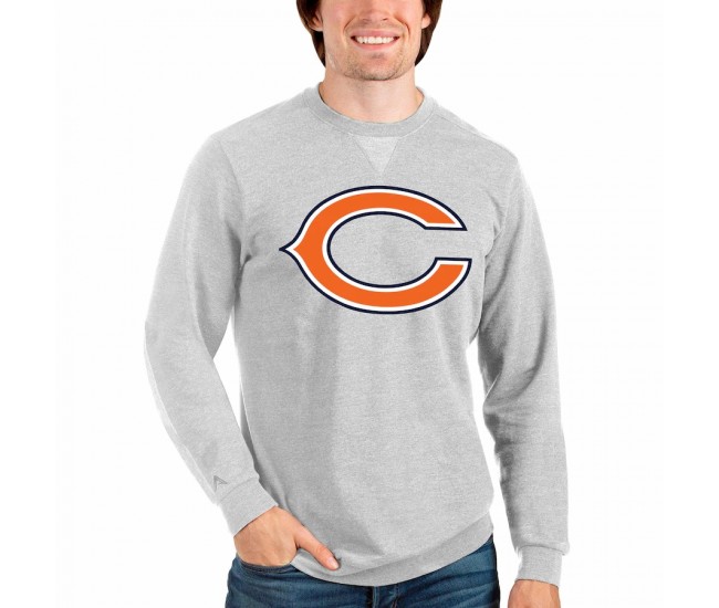 Chicago Bears Men's Antigua Heathered Gray Team Reward Crewneck Pullover Sweatshirt