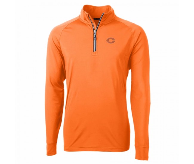 Chicago Bears Men's Cutter & Buck Orange Adapt Eco Knit Stretch Recycled Quarter-Zip Jacket