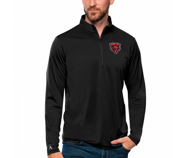 Chicago Bears Men's Antigua Black Tribute Quarter-Zip Pullover Top