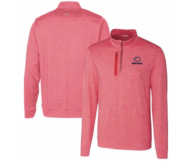 Chicago Bears Men's Cutter & Buck Heathered Cardinal Stealth Quarter-Zip Pullover Top