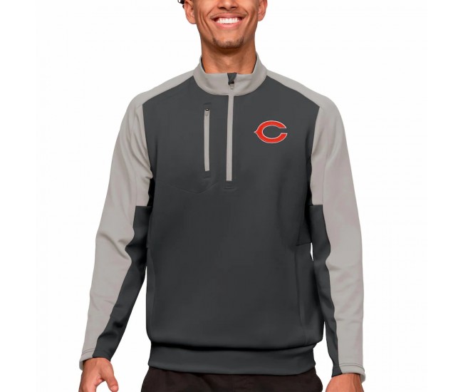 Chicago Bears Men's Antigua Charcoal Team Quarter-Zip Pullover Top