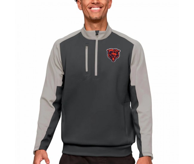 Chicago Bears Men's Antigua Charcoal Team Quarter-Zip Pullover Top