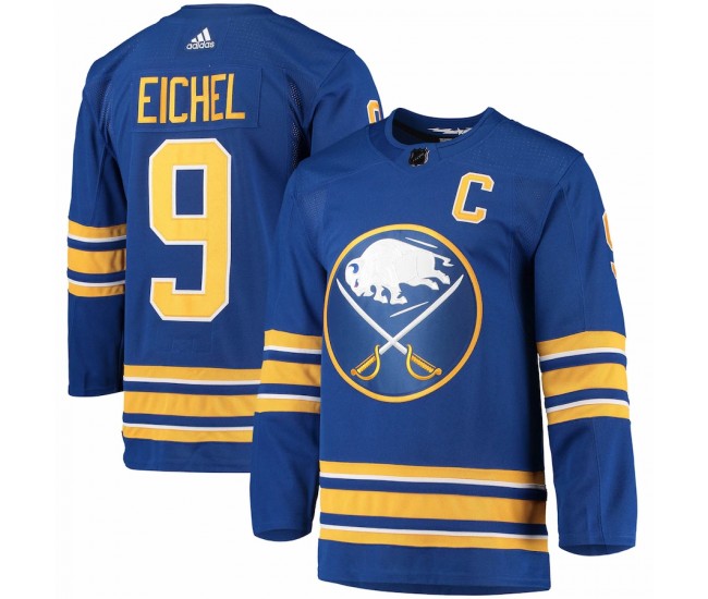 Buffalo Sabres Jack Eichel Men's adidas Royal Home Captain Patch Primegreen Authentic Pro Player Jersey