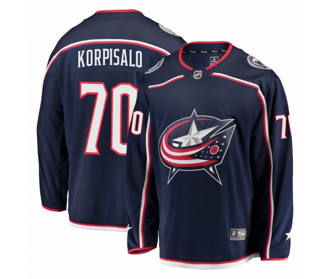 Columbus Blue Jackets Joonas Korpisalo Men's Fanatics Branded Navy Breakaway Jersey